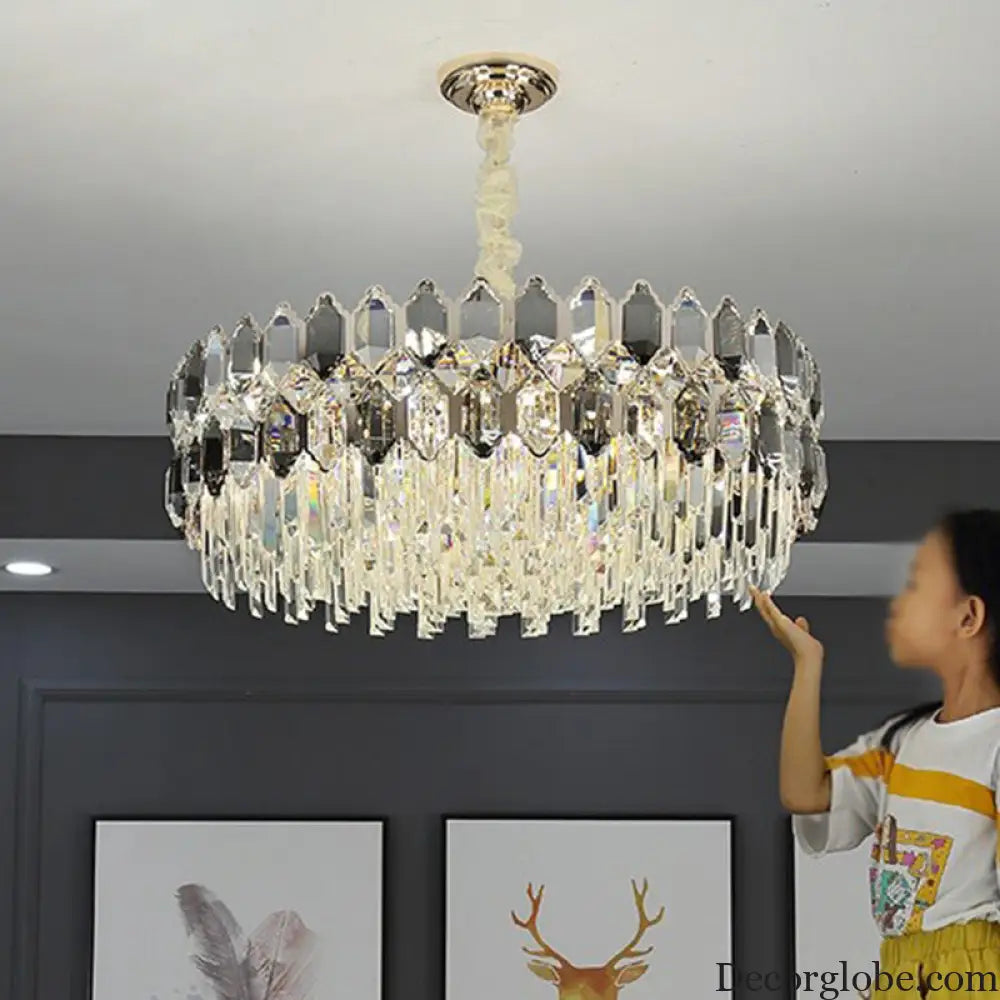 Gabriela Modern Crystal Chandelier - Smoke Grey Tiered Pendant (Multiple Sizes) - DecorGlobe