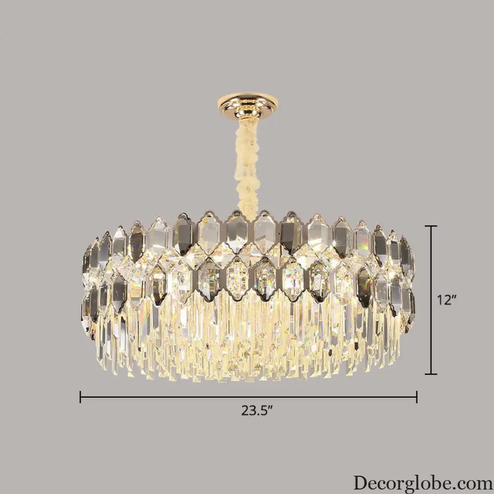 Gabriela Modern Crystal Chandelier - Smoke Grey Tiered Pendant (Multiple Sizes) - DecorGlobe