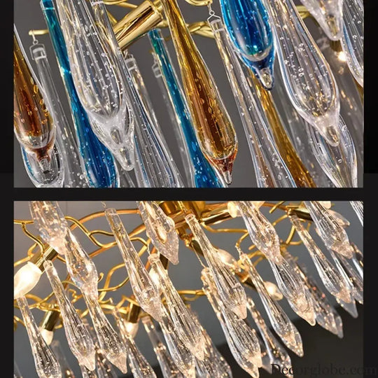 Modern Crystal Chandeliers - Luxury Living and Dining Room Lighting with Bar Design, Featuring Branch Pendant Lights and Crystal Water Drop Accents - DecorGlobe