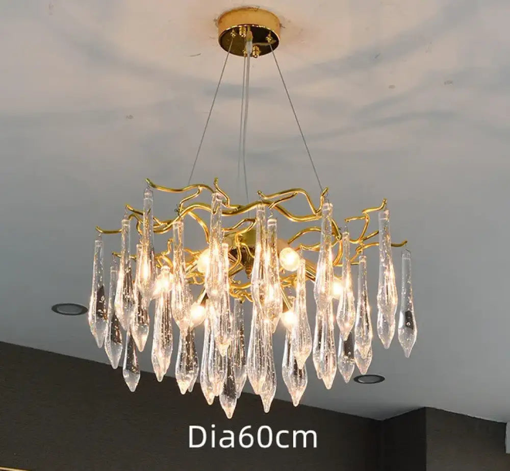 Modern Crystal Chandeliers - Luxury Living and Dining Room Lighting with Bar Design, Featuring Branch Pendant Lights and Crystal Water Drop Accents - DecorGlobe