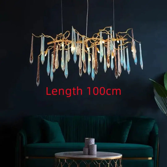 Modern Crystal Chandeliers - Luxury Living and Dining Room Lighting with Bar Design, Featuring Branch Pendant Lights and Crystal Water Drop Accents - DecorGlobe