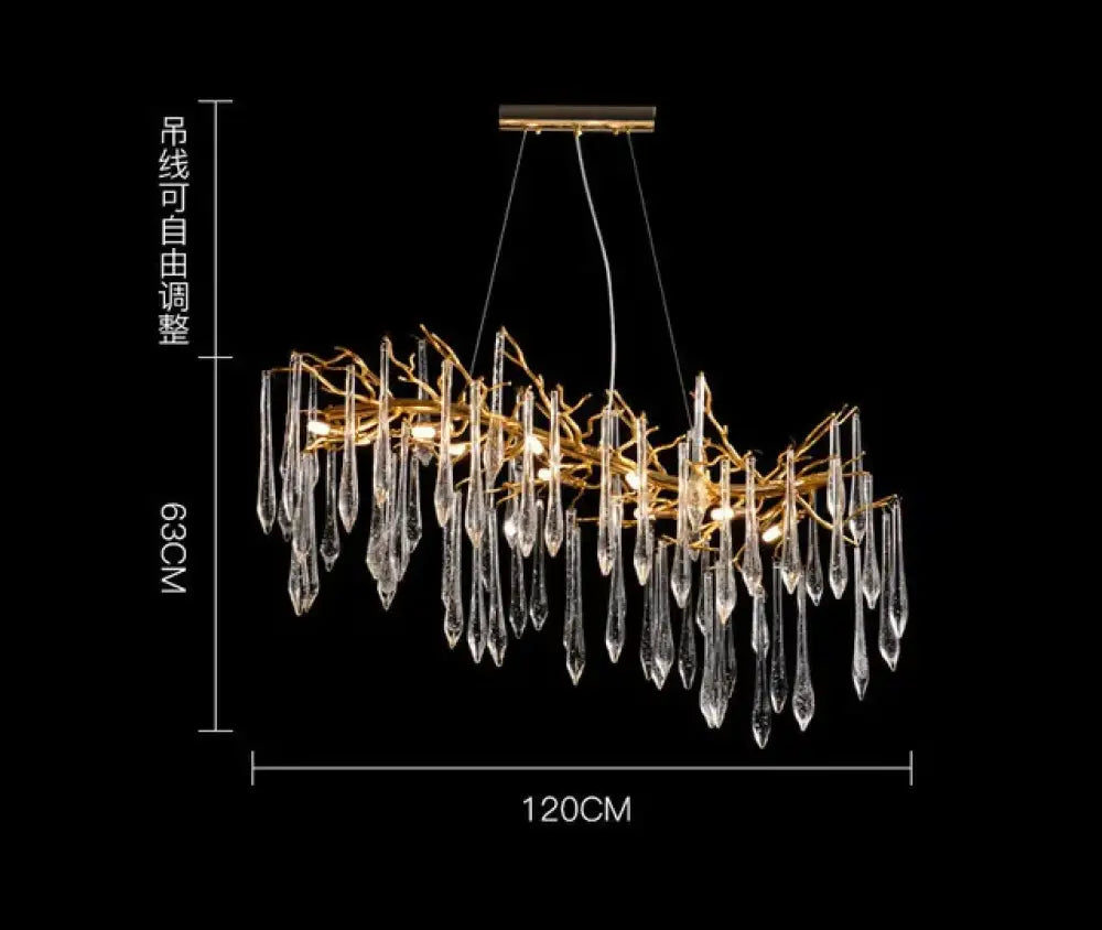 Modern Crystal Chandeliers - Luxury Living and Dining Room Lighting with Bar Design, Featuring Branch Pendant Lights and Crystal Water Drop Accents - DecorGlobe