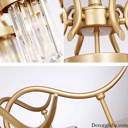 Modern Crystal Cylindrical Chandelier Light with Brass Finish - 7/9-Head Hanging Ceiling Light