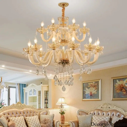 Modern Glass Candle Crystal Chandelier for Living Room and Hotel Chandelier