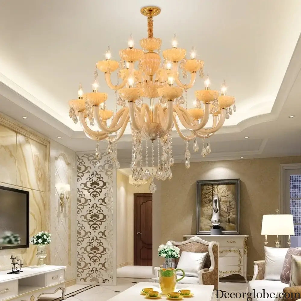 Modern Glass Candle Crystal Chandelier for Living Room and Hotel Chandelier