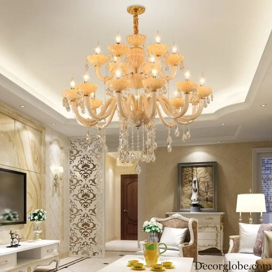 Modern Glass Candle Crystal Chandelier for Living Room and Hotel Chandelier