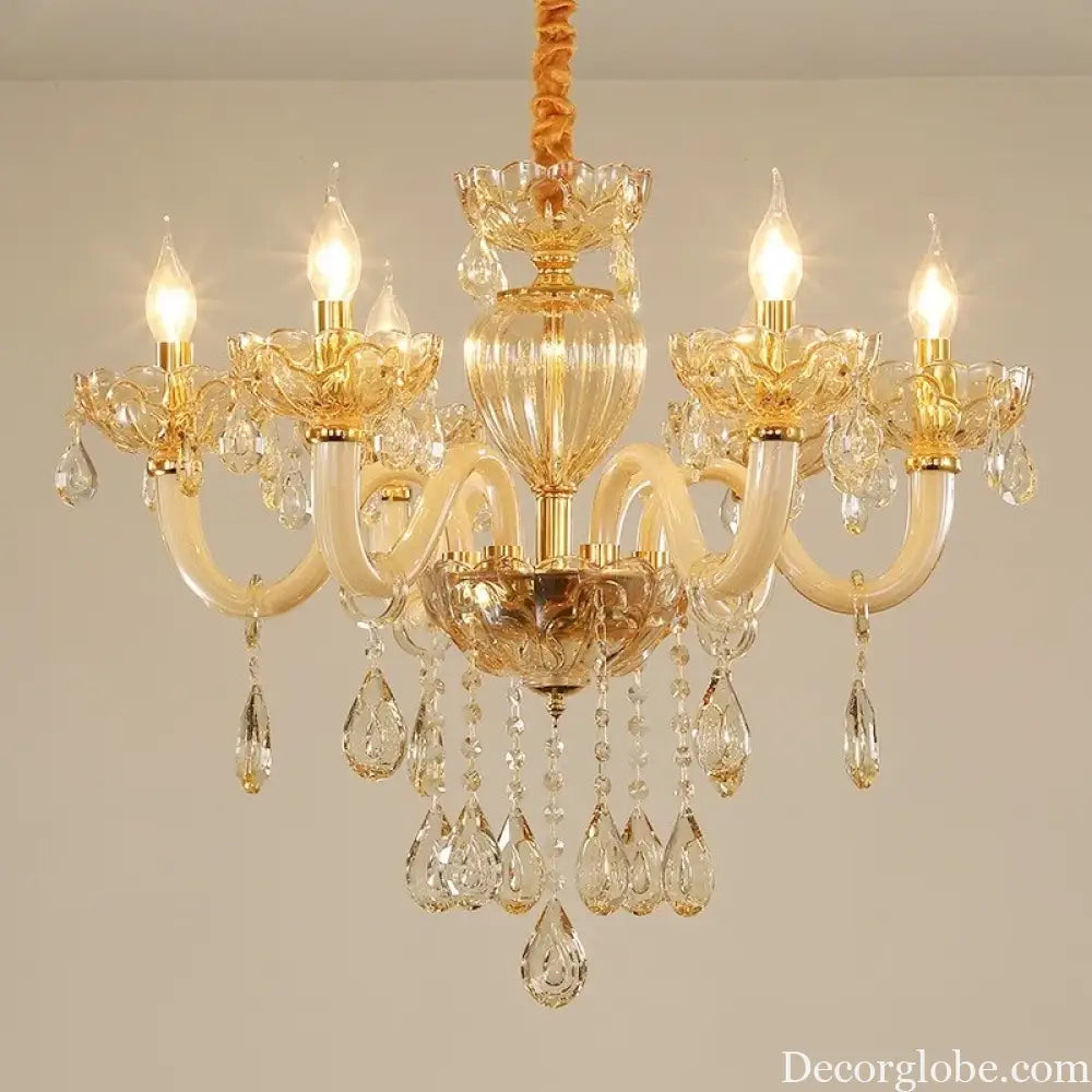 Modern Glass Candle Crystal Chandelier for Living Room and Hotel Chandelier