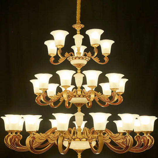 Gold Pendant Chandelier with Frosted Glass for Modern Bedroom Lighting 30 / Gold