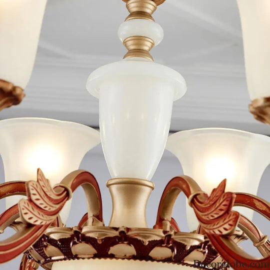 Gold Pendant Chandelier with Frosted Glass for Modern Bedroom Lighting