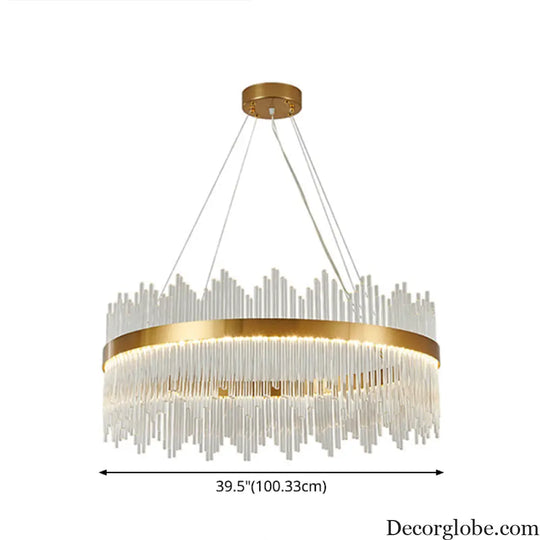Adjustable Glass Crystal Drum Chandelier Pendant Light for Modern Living Rooms