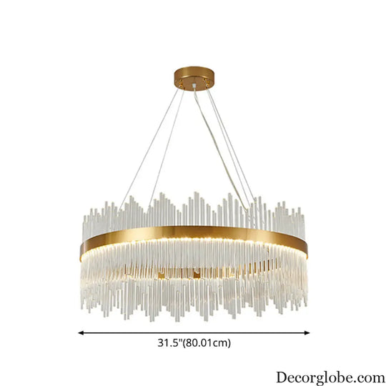 Adjustable Glass Crystal Drum Chandelier Pendant Light for Modern Living Rooms