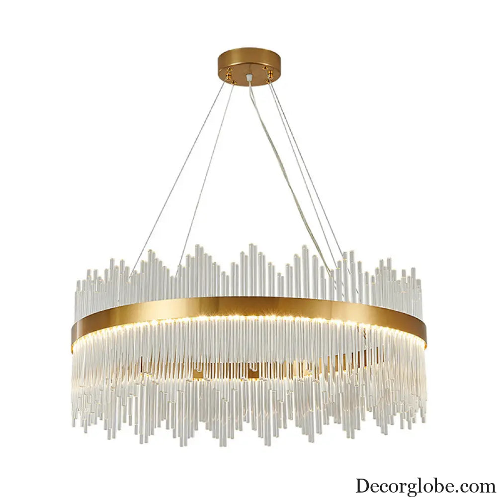 Adjustable Glass Crystal Drum Chandelier Pendant Light for Modern Living Rooms