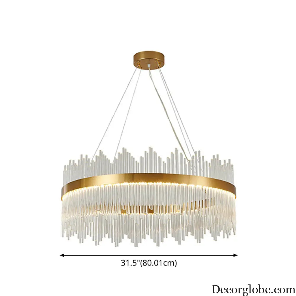 Adjustable Glass Crystal Drum Chandelier Pendant Light for Modern Living Rooms