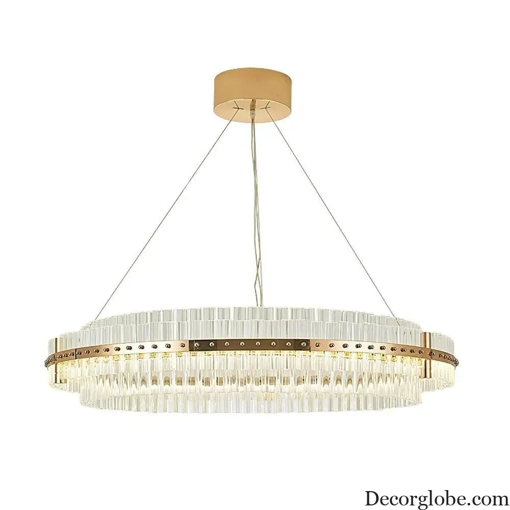 Modern Luxury Round Crystal LED Chandelier – Gold Finish Single Tier Lighting > Ceiling lights > Chandeliers