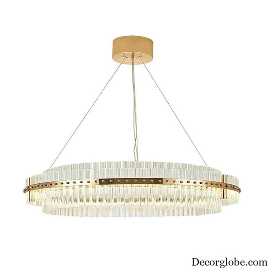 Modern Luxury Round Crystal LED Chandelier – Gold Finish Single Tier Lighting > Ceiling lights > Chandeliers