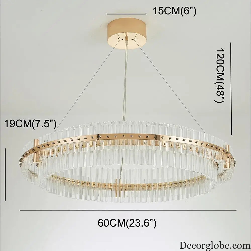 Modern Luxury Round Crystal LED Chandelier – Gold Finish Single Tier Lighting > Ceiling lights > Chandeliers