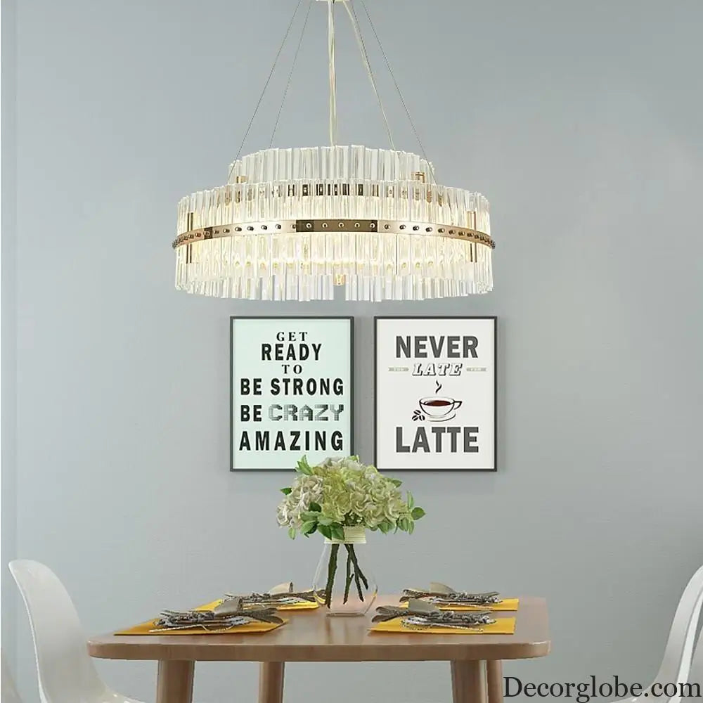 Modern Luxury Round Crystal LED Chandelier – Gold Finish Single Tier Lighting > Ceiling lights > Chandeliers