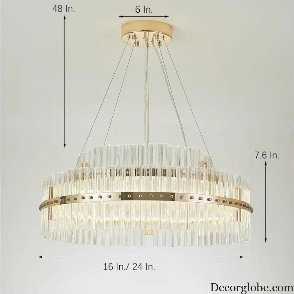 Modern Luxury Round Crystal LED Chandelier – Gold Finish Single Tier Lighting > Ceiling lights > Chandeliers