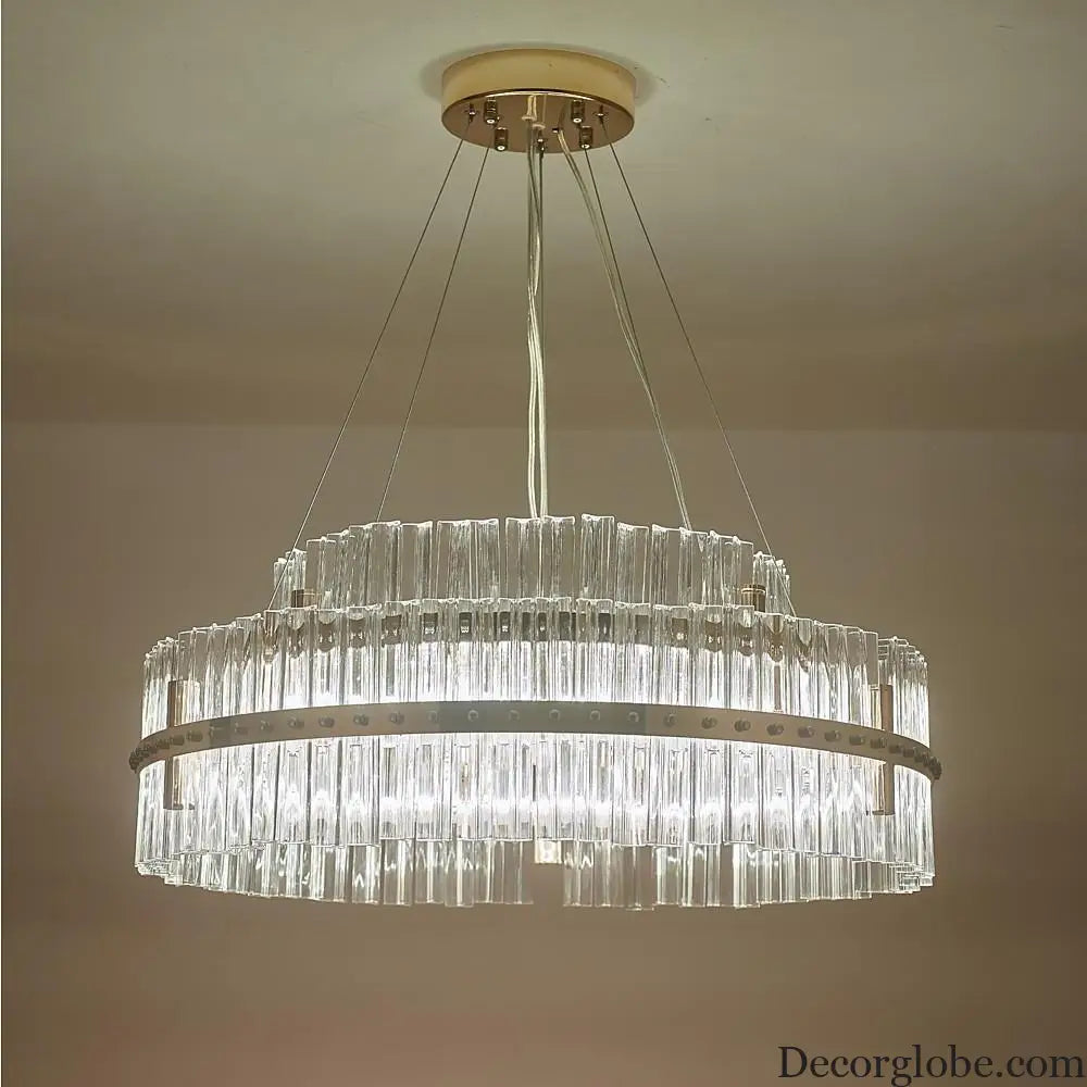 Modern Luxury Round Crystal LED Chandelier – Gold Finish Single Tier Lighting > Ceiling lights > Chandeliers