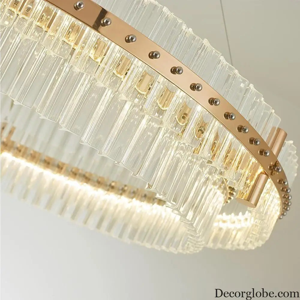 Modern Luxury Round Crystal LED Chandelier – Gold Finish Single Tier Lighting > Ceiling lights > Chandeliers