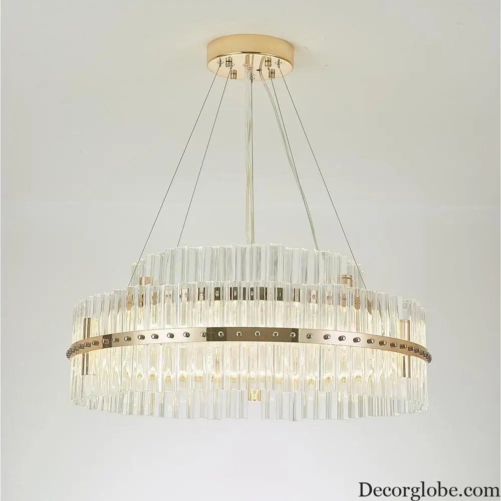 Modern Luxury Round Crystal LED Chandelier – Gold Finish Single Tier Lighting > Ceiling lights > Chandeliers