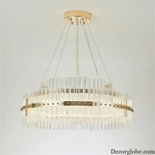 Modern Luxury Round Crystal LED Chandelier – Gold Finish Single Tier Lighting > Ceiling lights > Chandeliers
