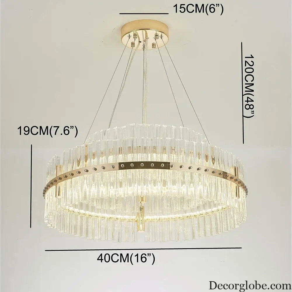 Modern Luxury Round Crystal LED Chandelier – Gold Finish Single Tier Lighting > Ceiling lights > Chandeliers