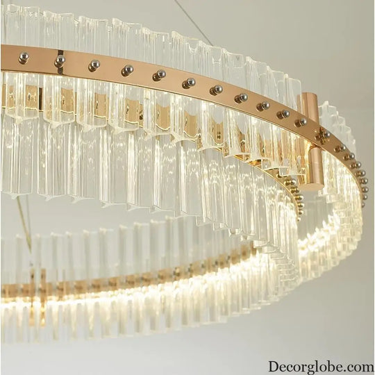 Modern Luxury Round Crystal LED Chandelier – Gold Finish Single Tier Lighting > Ceiling lights > Chandeliers