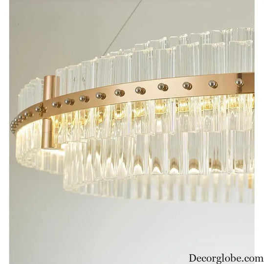 Modern Luxury Round Crystal LED Chandelier – Gold Finish Single Tier Lighting > Ceiling lights > Chandeliers