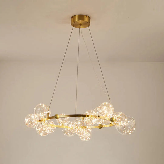 Modern Gold Glass Starry LED Bedroom Chandelier - Orb Ceiling Lamp 12 / Gold