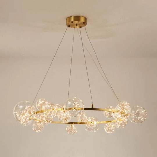 Modern Gold Glass Starry LED Bedroom Chandelier - Orb Ceiling Lamp 24 / Gold