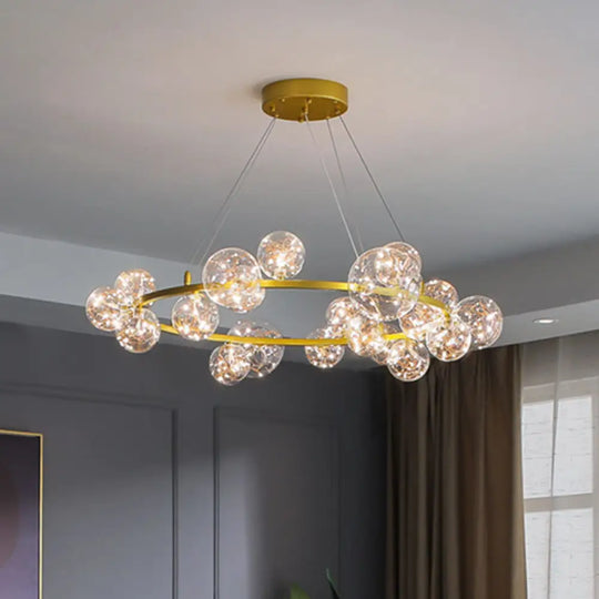 Modern Gold Glass Starry LED Bedroom Chandelier - Orb Ceiling Lamp 9 / Gold