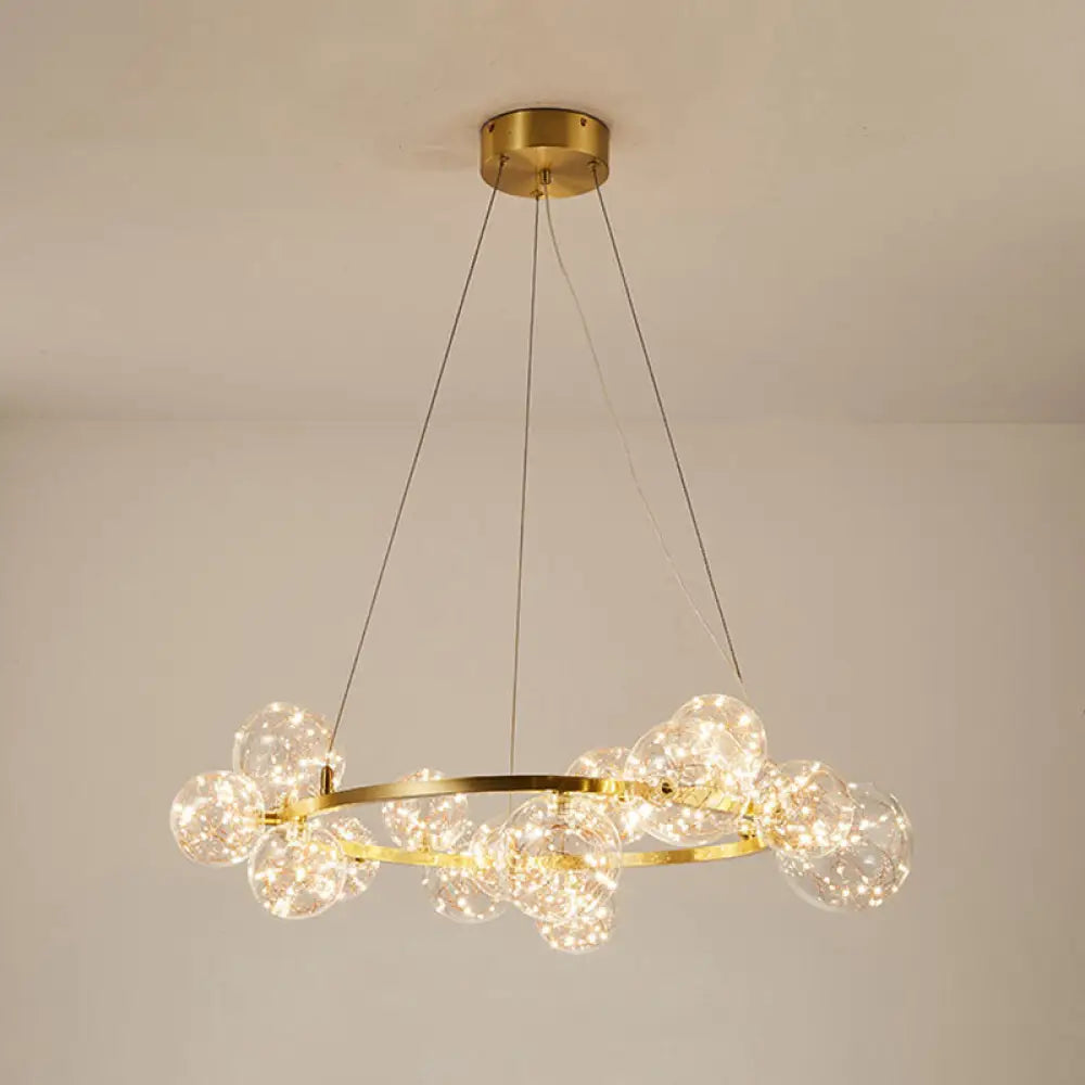 Modern Gold Glass Starry LED Bedroom Chandelier - Orb Ceiling Lamp 15 / Gold