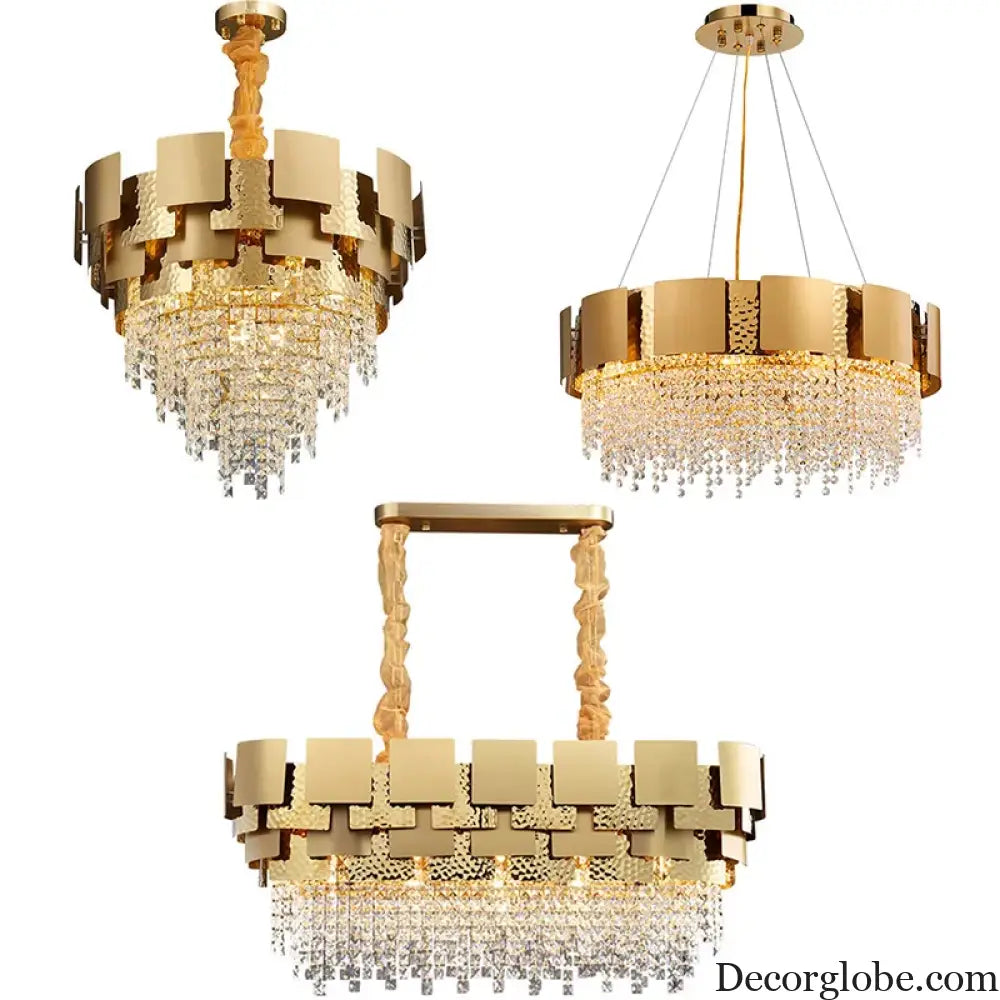 Modern Golden Stainless Steel Chandelier - Elegance for Living and Dining in Villas and Duplex Buildings - DecorGlobe
