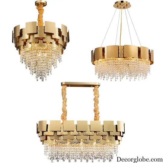 Modern Golden Stainless Steel Chandelier - Elegance for Living and Dining in Villas and Duplex Buildings - DecorGlobe