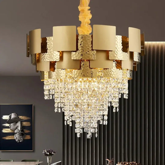 Modern Golden Stainless Steel Chandelier - Elegance for Living and Dining in Villas and Duplex Buildings - DecorGlobe