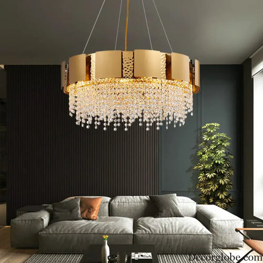 Modern Golden Stainless Steel Chandelier - Elegance for Living and Dining in Villas and Duplex Buildings - DecorGlobe