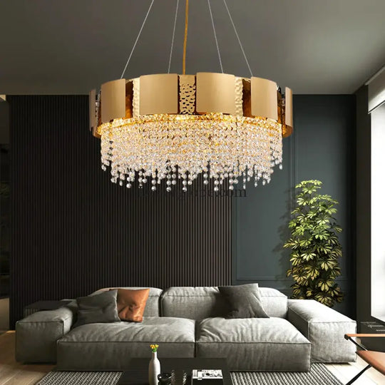 Modern Golden Stainless Steel Chandelier - Elegance for Living and Dining in Villas and Duplex Buildings - DecorGlobe