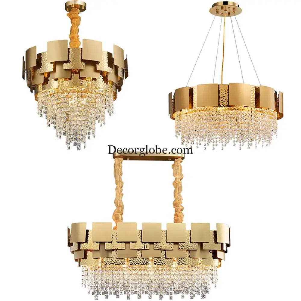 Modern Golden Stainless Steel Chandelier - Elegance for Living and Dining in Villas and Duplex Buildings - DecorGlobe