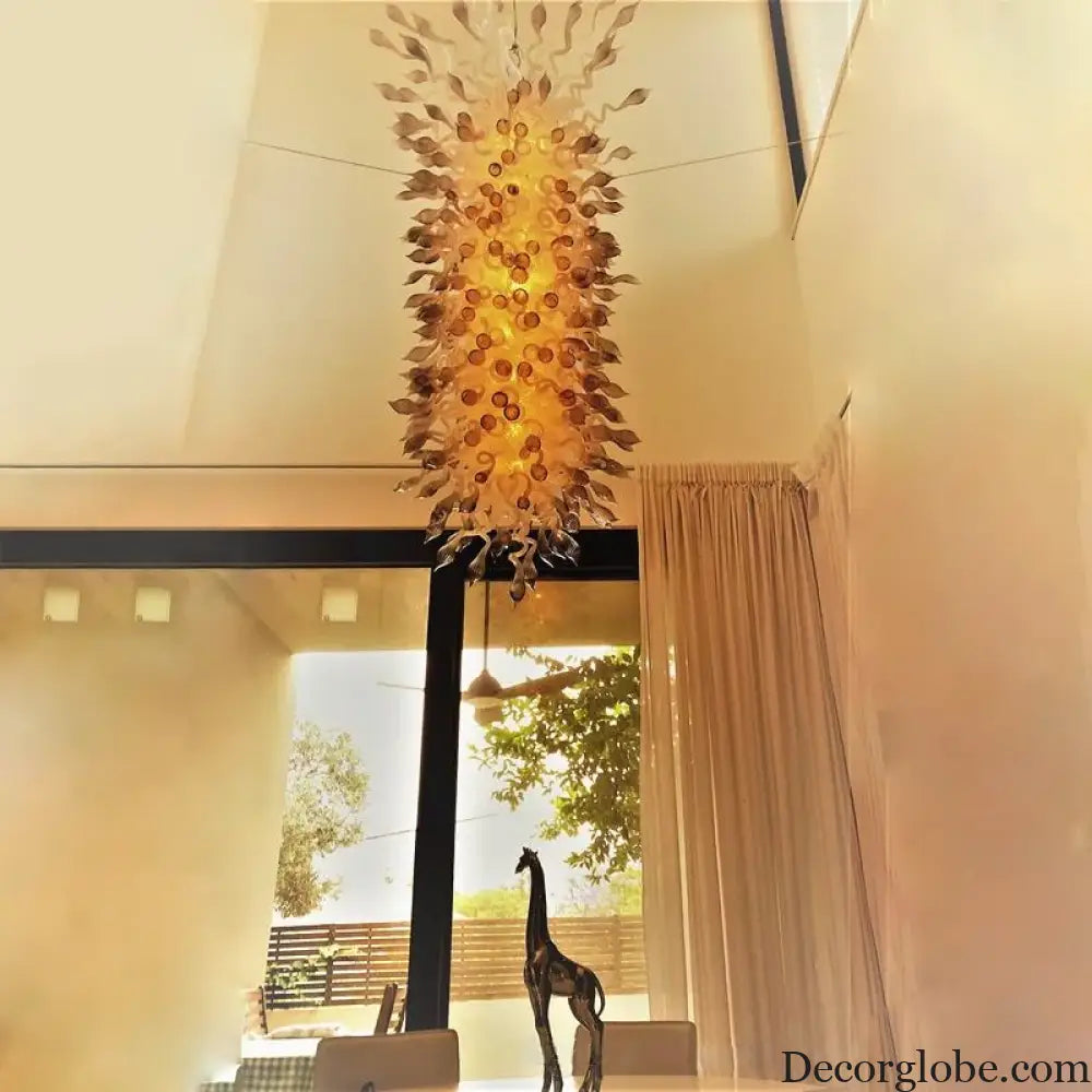 Modern High Ceiling Glass Chandelier for Foyer Lighting Chandelier