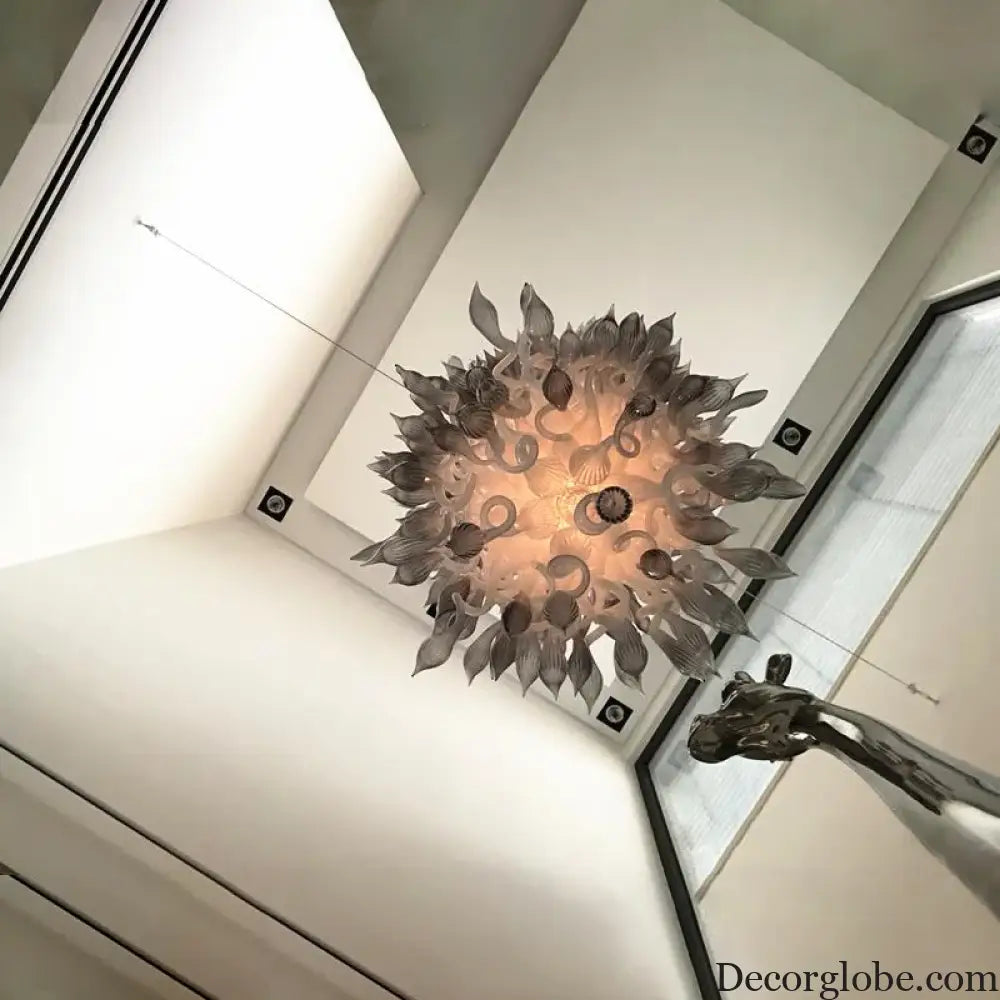 Modern High Ceiling Glass Chandelier for Foyer Lighting Chandelier