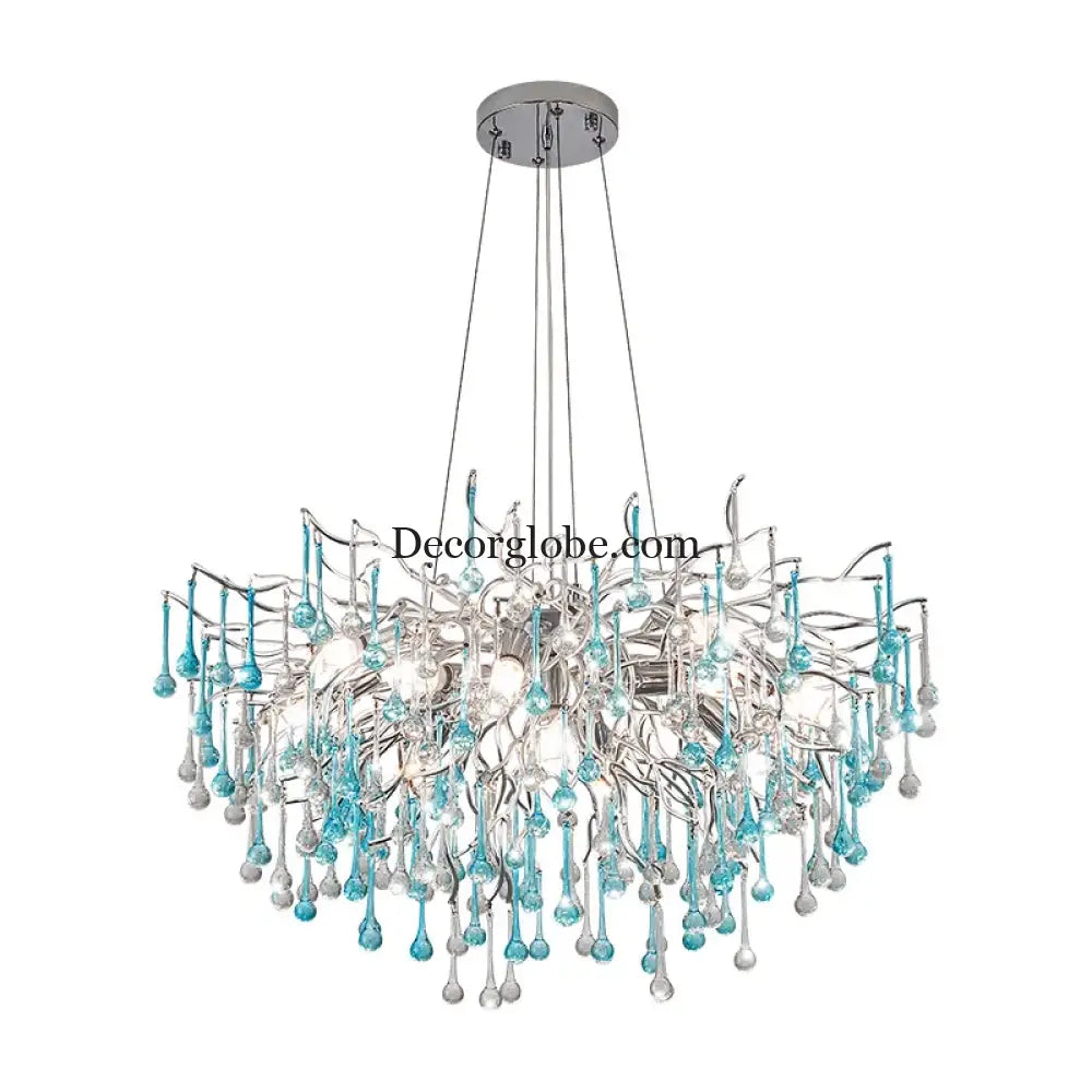Modern LED Blue Water Droplets Ceiling Chandelier - Luxury Elegance for Villas and Living Spaces - DecorGlobe