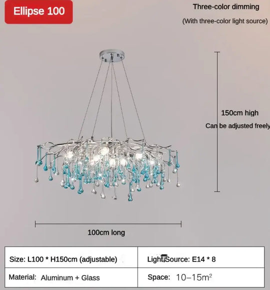 Modern LED Blue Water Droplets Ceiling Chandelier - Luxury Elegance for Villas and Living Spaces - DecorGlobe