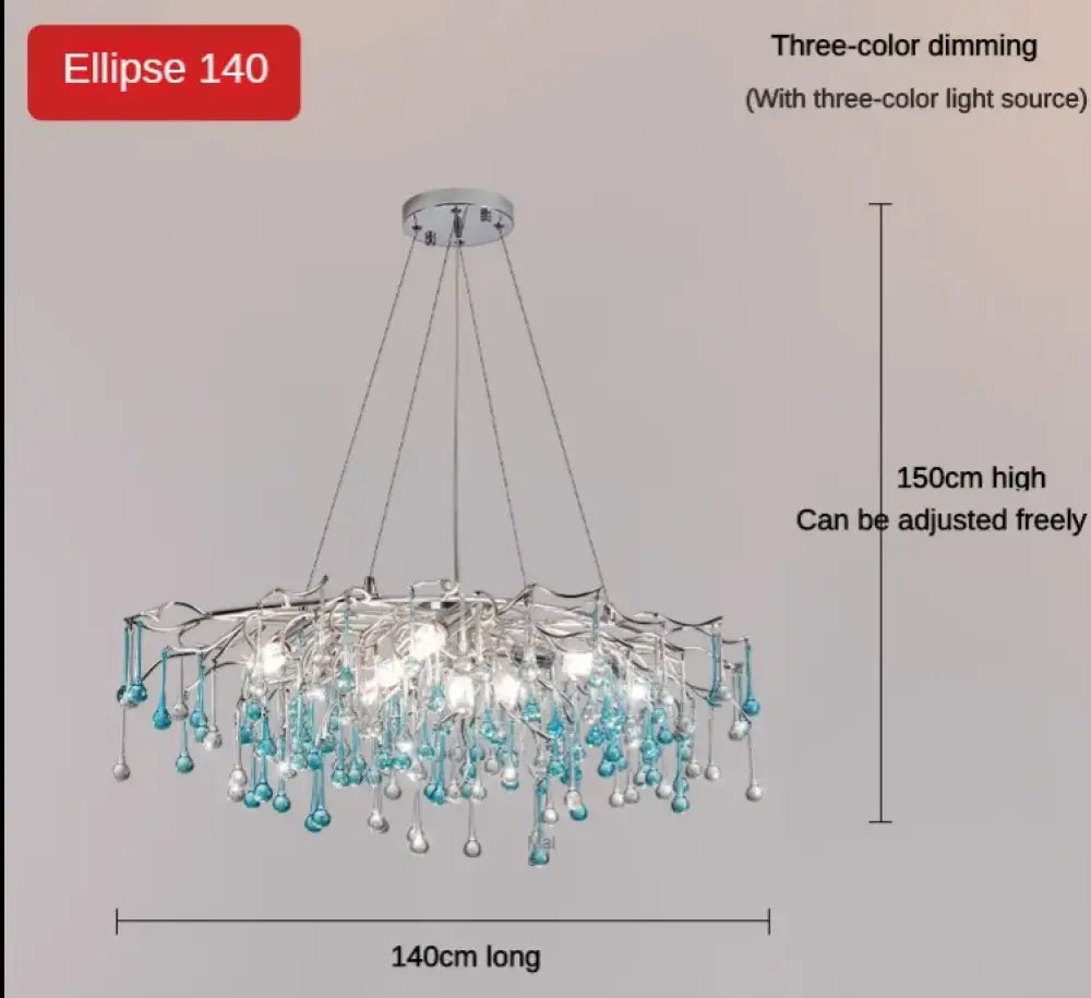 Modern LED Blue Water Droplets Ceiling Chandelier - Luxury Elegance for Villas and Living Spaces - DecorGlobe
