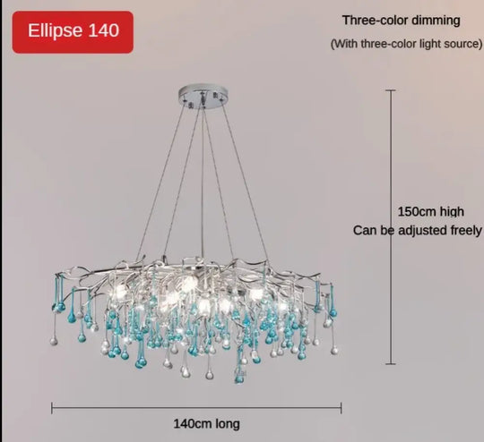 Modern LED Blue Water Droplets Ceiling Chandelier - Luxury Elegance for Villas and Living Spaces - DecorGlobe