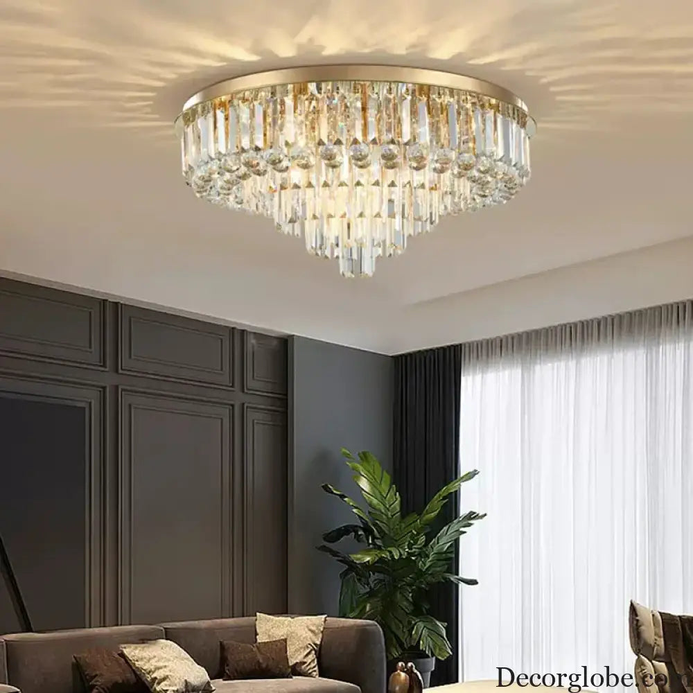 Modern LED Crystal Ceiling Chandelier - Creative Home Decor Lamp in Round Luxury Design (Black, Gold, Silver) - DecorGlobe