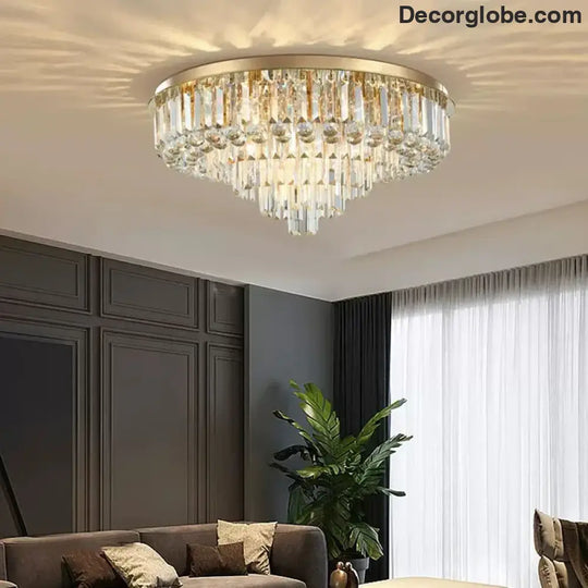 Modern LED Crystal Ceiling Chandelier - Creative Home Decor Lamp in Round Luxury Design (Black, Gold, Silver) - DecorGlobe