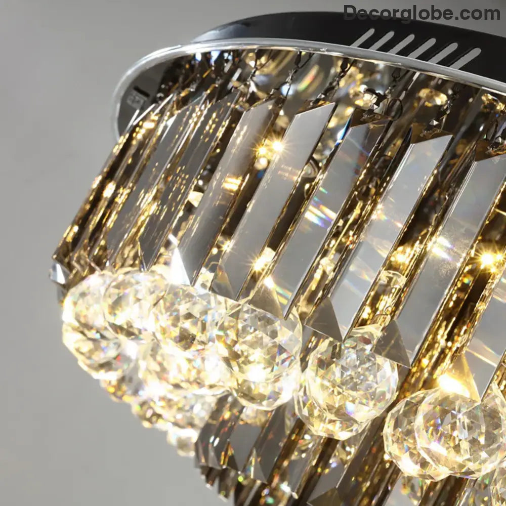 Modern LED Crystal Ceiling Chandelier - Creative Home Decor Lamp in Round Luxury Design (Black, Gold, Silver) - DecorGlobe