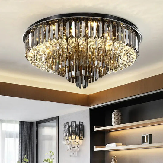 Modern LED Crystal Ceiling Chandelier - Creative Home Decor Lamp in Round Luxury Design (Black, Gold, Silver) - DecorGlobe