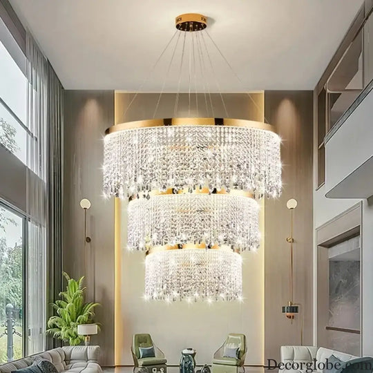 Modern LED Crystal Chandelier - Elegant Lighting Fixture for Living Room, Dining Room, Kitchen, and Home Lighting Decor - DecorGlobe